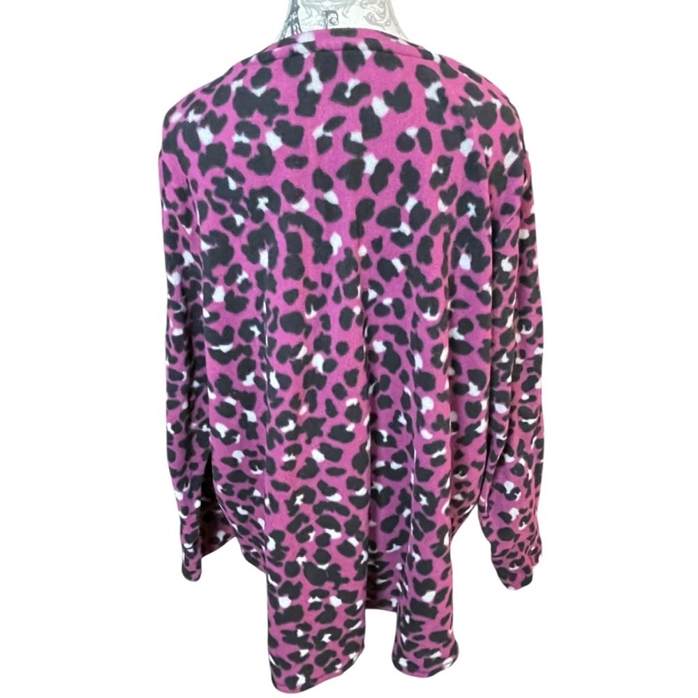 Pink and Black Boxy Blouse with Leopard Print - Picture 2 of 7